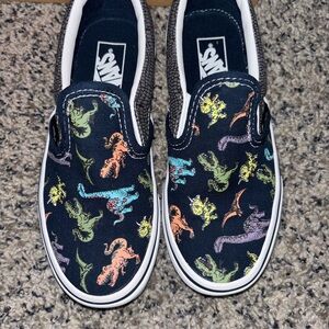Vans Navy Blue Dinosaur Print Slip-On Sneakers